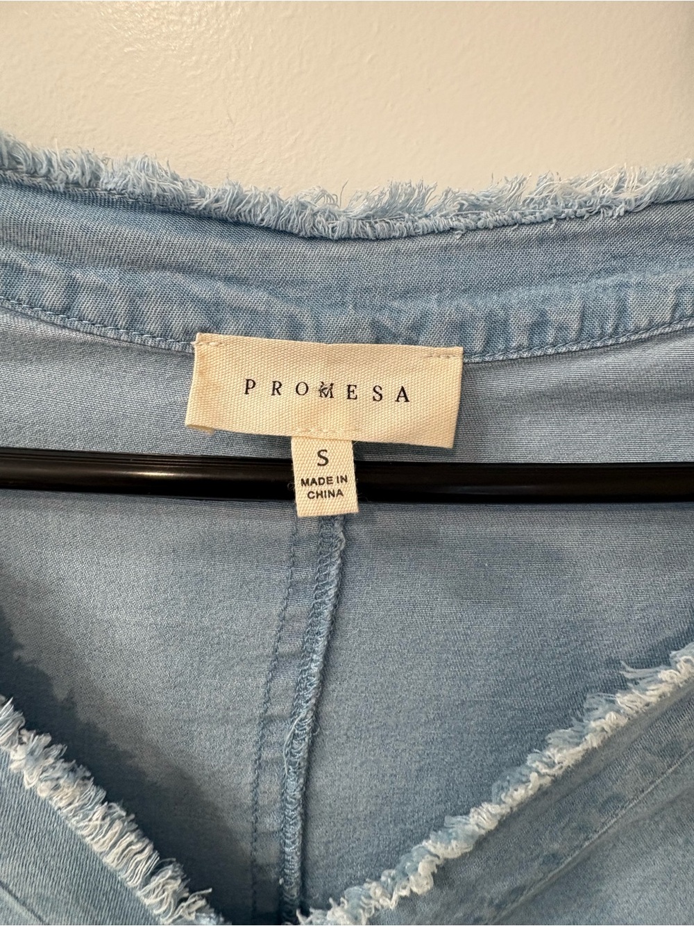 Promesa Light Blue Frayed-Trim Button-Front Tunic - Picture 4 of 4